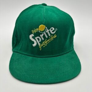 Vintage Sprite Corduroy Snapback Hat Green Great Lymon Taste Embroidered Cap